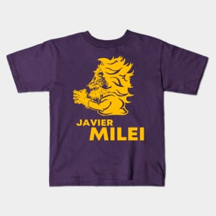 javier milei leon deletreado logo Kids T-Shirt